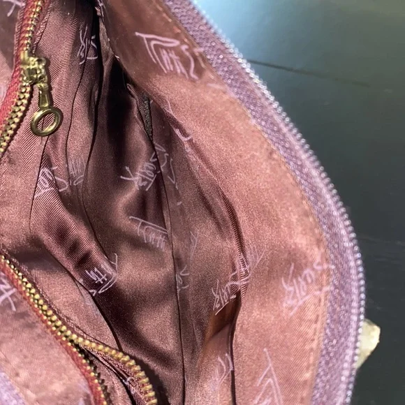 Ruth E. Saltz Leather Clutch. Brown. Rose Detail. 11”x6”. - Picture 6 of 6